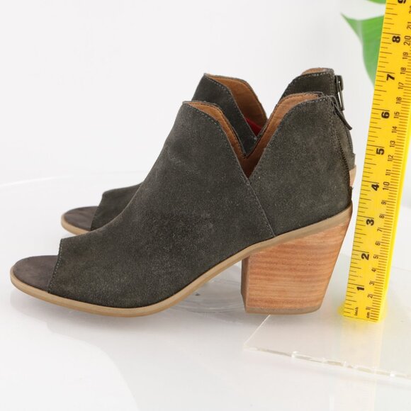 Susina Womens Carina Lea Boot Size 7.5 Gray Suede Block Heel Open Toe Bootie - Picture 6 of 11